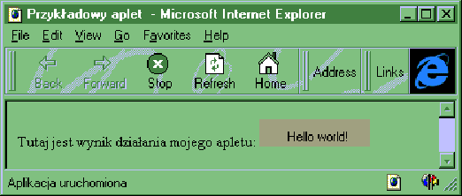 Wynik działania apletu HelloWorld