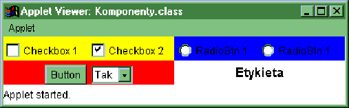 Przykład rozmieszczenia komponentów przez FlowLayout