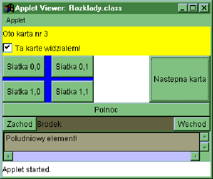 Przykład rozmieszczenia komponentów przez BorderLayout