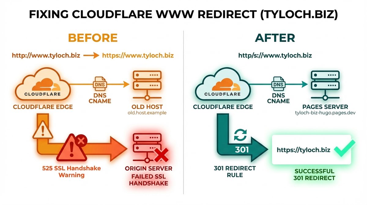 How to fix a Cloudflare www redirect 525